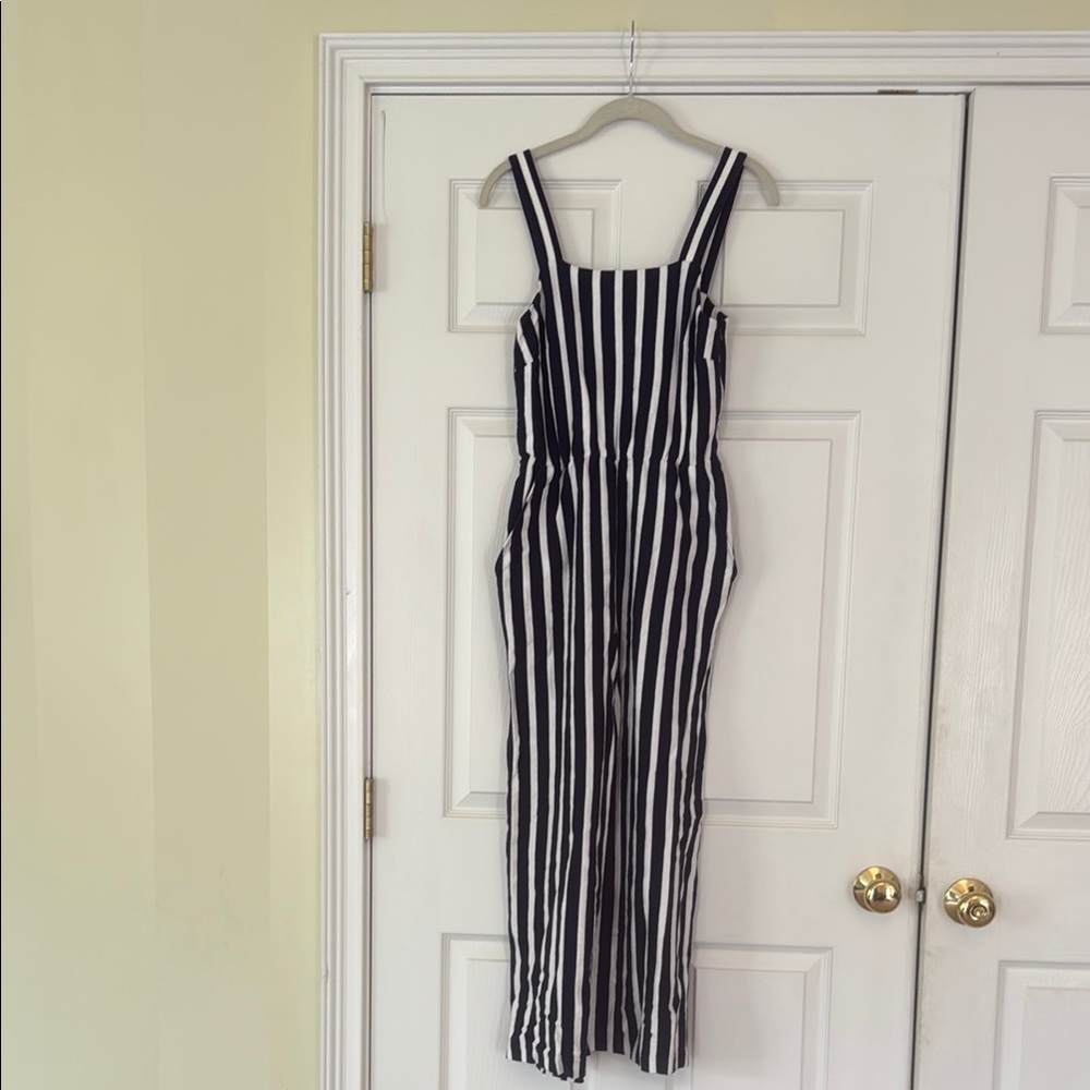 J. Crew Navy and White Striped Jumpsuit